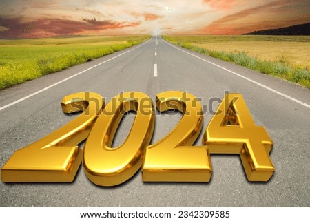 3d rendering of wording 2024 with nice backbround view