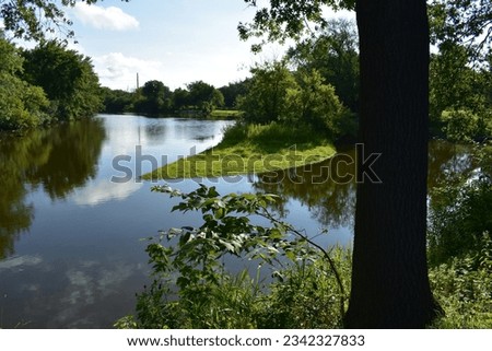 Summertime in the Burlington, Wisconsin, Grassy Island in the Fox River
