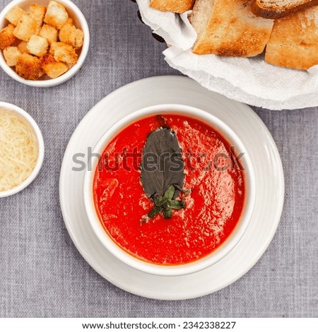 
Tomato soup pictures. Cream photos for restaurant and cafe menu. Vegan foods, tomato cream photos