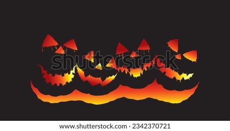Halloween pumpkins with scary face and scary dark night, T shirt, poscard, poster, design, Vector illustration cartoon EPS images. 