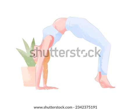 Hand drawn vector watercolor yoga poses