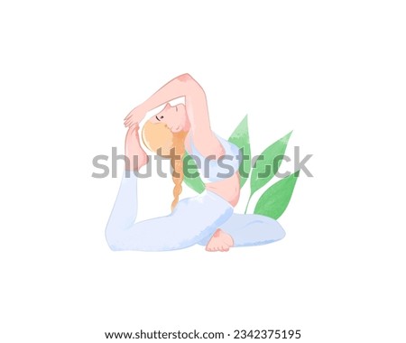 Hand drawn vector watercolor yoga poses