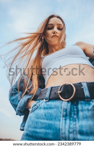 young fasion model buy the sea Royalty-Free Stock Photo #2342389779