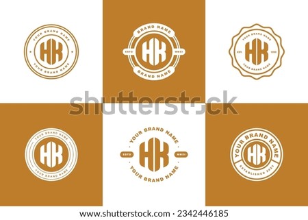 Monogram collection letter HK or KH with modern style, badge design for brand, clothing, apparel, streetwear, baseball, basketball, football and etc