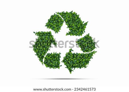 Recycle Icon Environmental concept of double exposed trees isolated on white background clipping path. Royalty-Free Stock Photo #2342461573