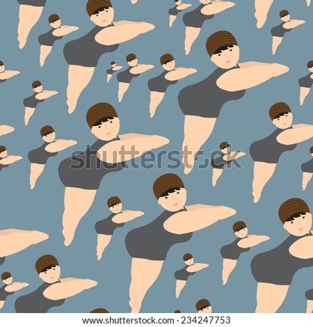cute swimmer girl seamless retro background, can be used for fashion textile, cloth, scrap booking and background, pattern swatches included, Vector EPS 10. 