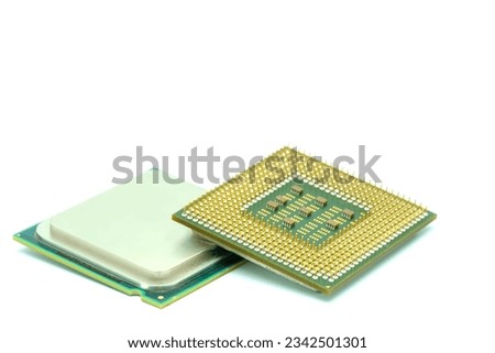 A closeup shot of a Socket 478 CPU isolated on a white background Royalty-Free Stock Photo #2342501301
