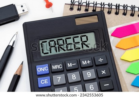 the word CAREER on the calculator screen.