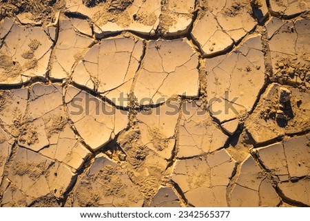 Cracked earth texture in Mesquite Flat of Death Valley in Stovepipe Wells, California, USA Royalty-Free Stock Photo #2342565377