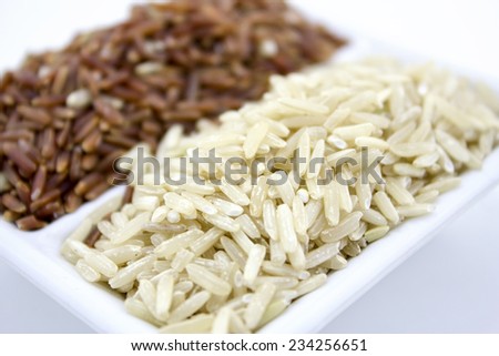 Brown Rice on White Background