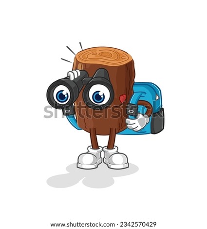 the log with binoculars character. cartoon mascot vector