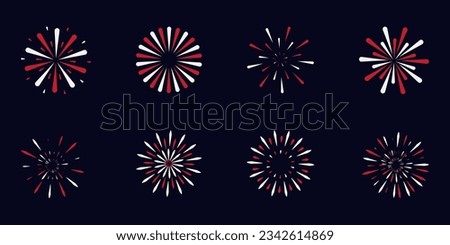 set of exploding fireworks for decoration, celebration and entertainment