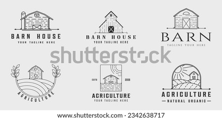 set of barn logo line art vintage vector illustration template icon graphic design Royalty-Free Stock Photo #2342638717
