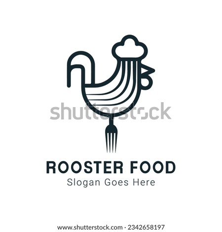 Roster Food Logo Design Roster with Fork and Chef Cap Cooking Logo