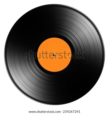 Spinning vinyl record isolated on white Royalty-Free Stock Photo #234267241