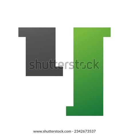 Green and Black Stamp Shaped Letter Y Icon on a White Background