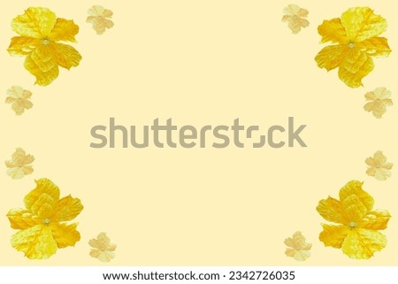 Pictures of yellow flowers that have been cut and then edited, adjusted, added to the background or photo frame or designed as a card for important days.