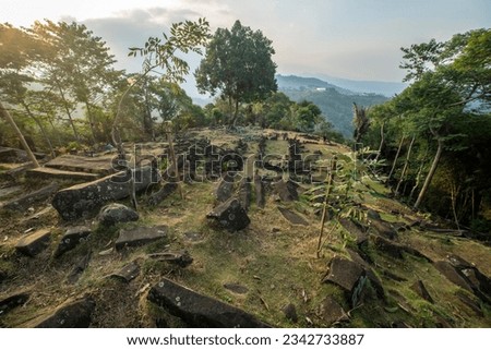 Megalithic sites Gunung Padang, Cianjur, West Java, Indonesia Royalty-Free Stock Photo #2342733887