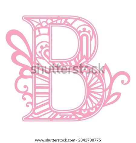 B Letter Floral Alphabet. Vector art illustration