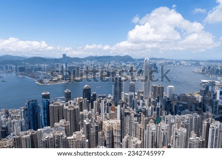 Panorama of skyline of Victoria Harbour in Hong Kong city