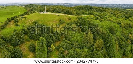 Aerial photo of Tandle Hill country park in Royton, Oldham. Manchester England. 