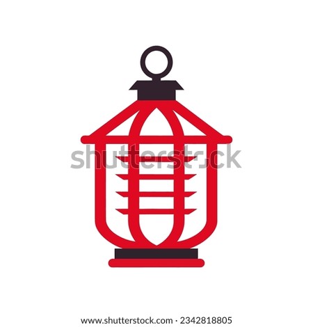 vintage lantern lamp icon in flat style isolated on white background. Vector illustration