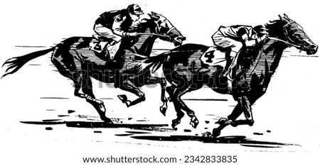 Horse Racing - Retro Ad Art banner Illustration - retro clipart Illustration