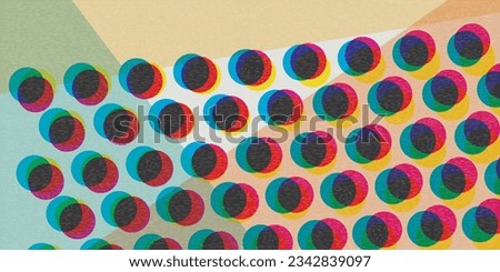 Silk screen dots vivid colors transparent with riso print effect vector illustration. Colorful graphic elements retro risograph technique. 