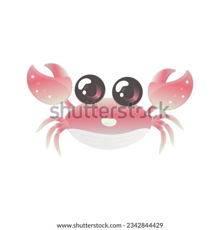 Kawaii cute crab vector illustration. Sea creatures