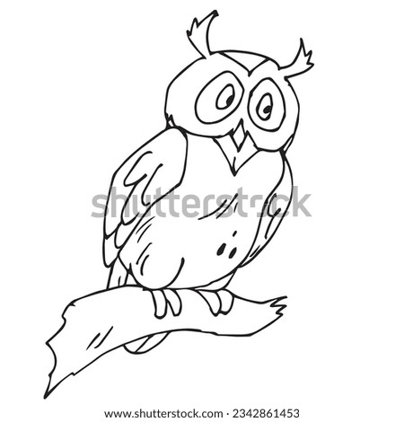 cute cartoon Owl coloring page for kids. Vector illustration for children. Vector illustration of Owl isolated on white background.

