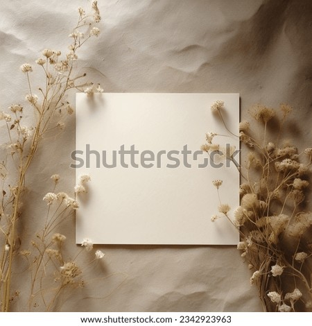 Empty minimal floral wedding invitation card Royalty-Free Stock Photo #2342923963
