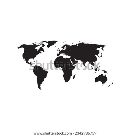 World map vector, isolated on white background.