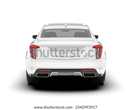 White city car isolated on background. 3d rendering - illustration