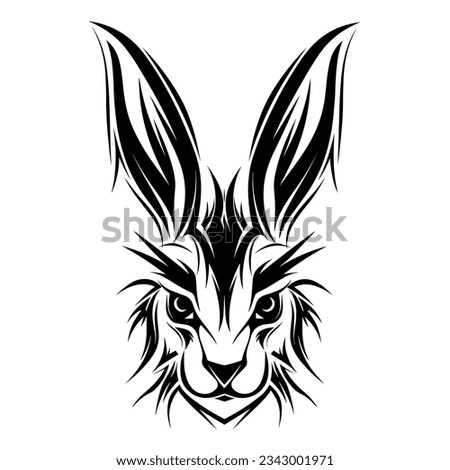Black And White Hare Head Silhouette