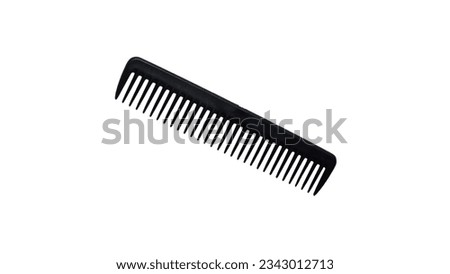 Black Comb isolated on white background, Real photo of black comb for barber or makeup artist