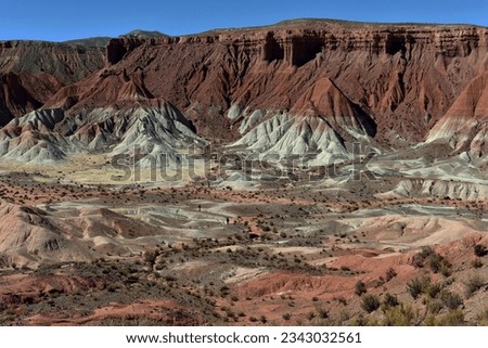 Lunar landscapes in the Cusi Cusi Valley, Jujuy Province, Argentina Royalty-Free Stock Photo #2343032561