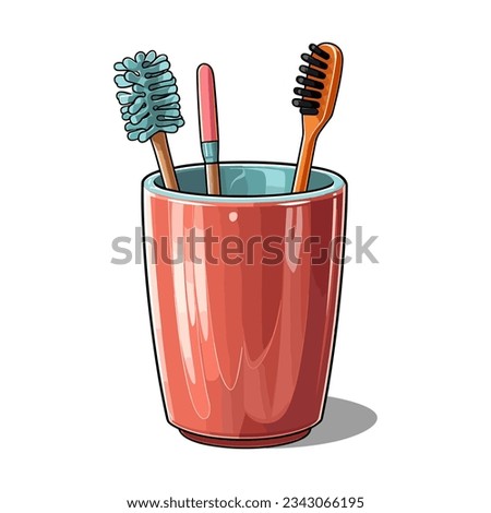 Toothbrush glass minimalist simple stuff item illustration clipart icon vector jpg png white background that have some abstact clear vibes.