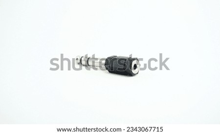 Audio signal converters microphone stereo jack type, in the foreground and on white background