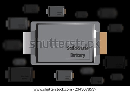 Solid state battery pack design for electric vehicle (EV) concept illustration. 
Development batteries with solid electrolyte energy storage for future car industry. Royalty-Free Stock Photo #2343098539