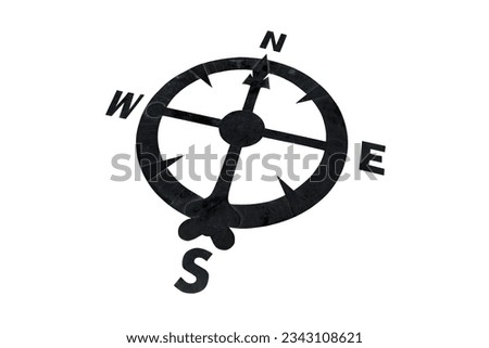 Metal compass circle isolated on white background