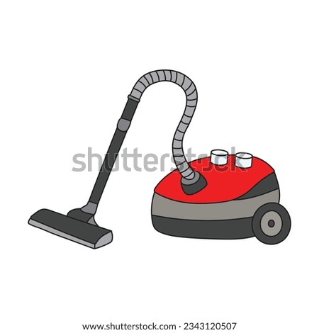 Kids drawing Cartoon Vector illustration vacuum cleaner Isolated on White Background Royalty-Free Stock Photo #2343120507
