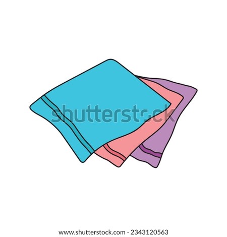 Hand drawn Kids drawing Cartoon Vector illustration microfiber cleaning towels Isolated on White Background Royalty-Free Stock Photo #2343120563