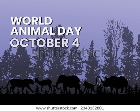 World animal day banner with forest background