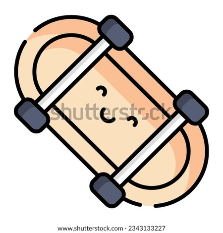 Skate board colored outline icon illustration.
