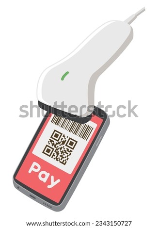 Barcode Payment. Cashless payment. Barcode scanner for payment. Vector illustration.