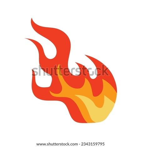 red and orange fire flame. Part of hot flaming element. Idea of energy and power. Isolated vector illustration in flat style