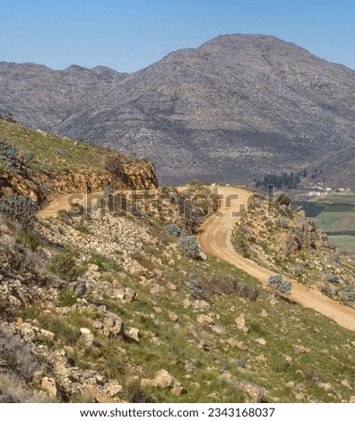 The Buffelshoek (Buffalo Corner) Pass in the Eastern Cape province of South Africa links Pearston in the south with Cradock in the north-east. Royalty-Free Stock Photo #2343168037