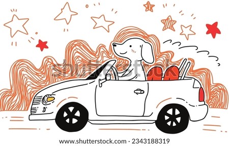 Cartoon Puppy and Car Illustration Poster Design