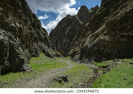 Yolyn Am Gorge of the Gurvan Saikhan Mountains in the Gobi Desert in Mongolia.