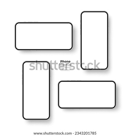Smartphones With Blank Screens, Horizontal and Vertical Mockup, Isolated on White Background. Vector Illustration